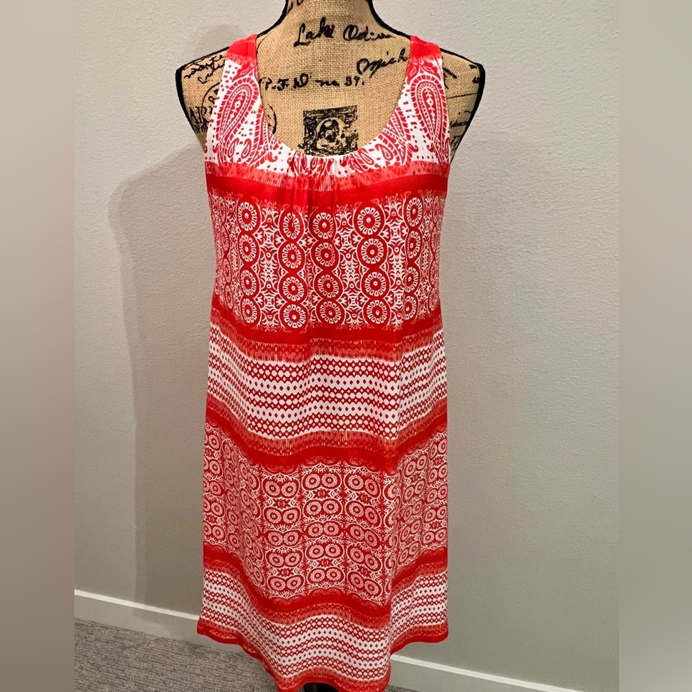 Orange red sleeveless sundress